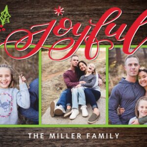 Christmas Joyful Holly 8x6" (20x15cm) Flat Card set of 20 (gloss cardstock), rounded corners, Card & Stationery Brown
