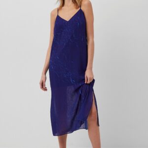 Calandra Crinkle Midi Slip Dress - blue