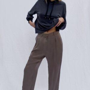 Rosanna Cupro Pleat Front Trousers - mocha mousse