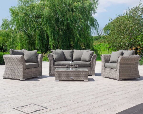 2 Seat Rattan Garden Sofa Set in Grey - Lisbon - Rattan Direct