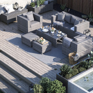 2 Seater Rattan Garden Sofa Set in Grey - Ascot - Rattan Direct