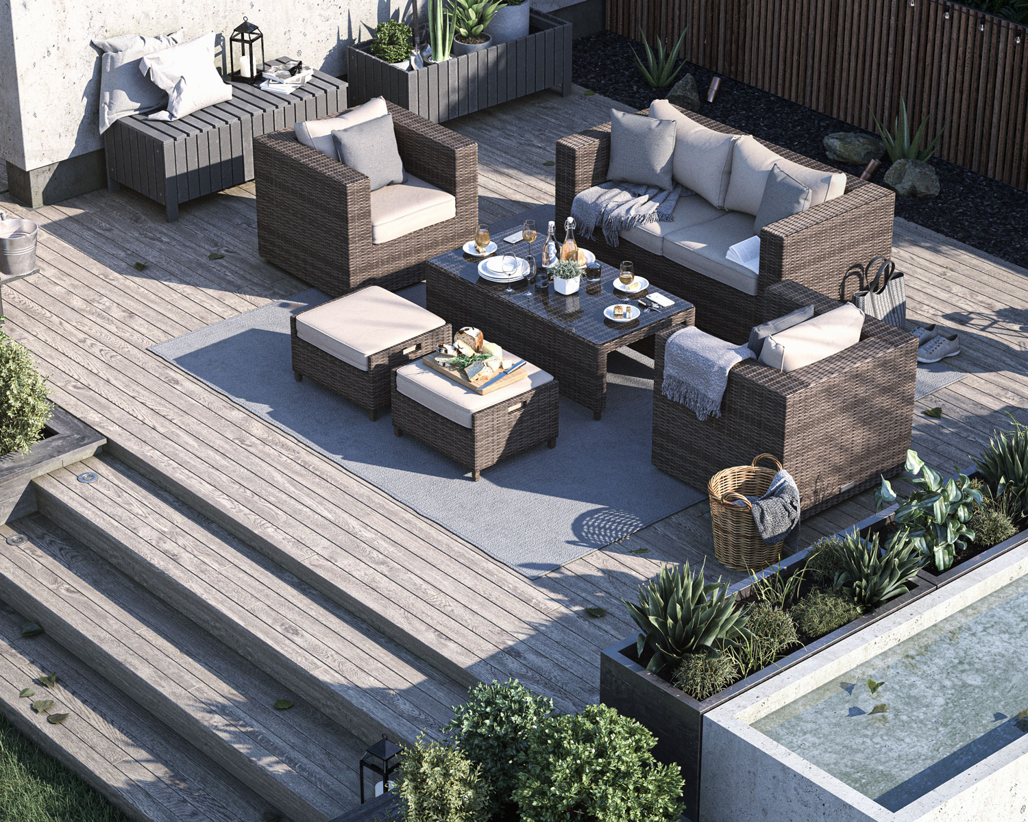 2 Seater Rattan Garden Sofa Set in Truffle Brown & Champagne - Ascot - Rattan Direct 1 2 Seater Rattan Garden Sofa Set in Truffle Brown & Champagne - Ascot - Rattan Direct