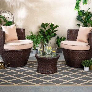 Rattan Garden Vase Set in Brown - Orlando - Rattan Direct