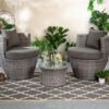Rattan Garden Vase Set in Grey - Orlando - Rattan Direct