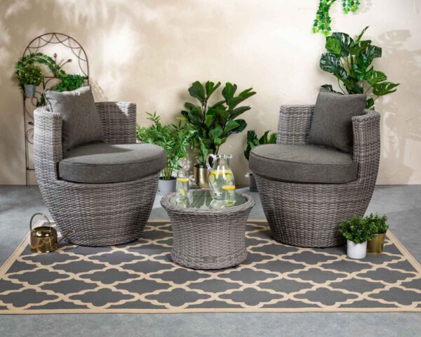Rattan Garden Vase Set in Grey - Orlando - Rattan Direct