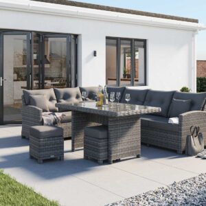Rattan Garden Corner Dining Set in Grey - Sorrento - Rattan Direct