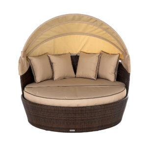 Rattan Garden Day Bed in Brown - Venice - Rattan Direct