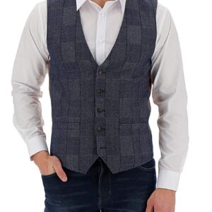 Navy Check Baker Waistcoat